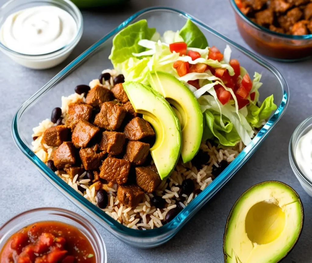 a picture of a Diced Beef Taco Bowls