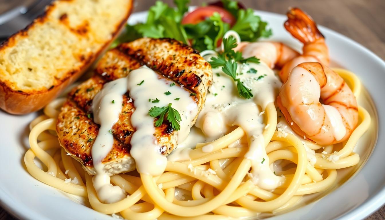 chicken and shrimp alfredo